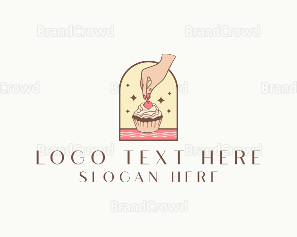 Cherry Cupcake Dessert Logo