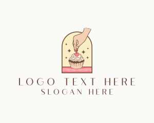 Snack - Cherry Cupcake Dessert logo design