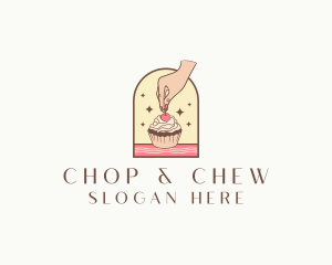 Cherry Cupcake Dessert Logo