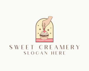 Cherry Cupcake Dessert logo design