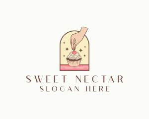 Cherry Cupcake Dessert logo design