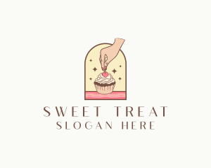 Cherry Cupcake Dessert logo design