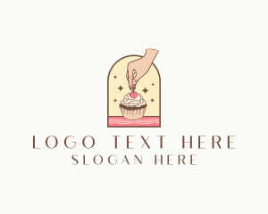 Cherry Cupcake Dessert Logo