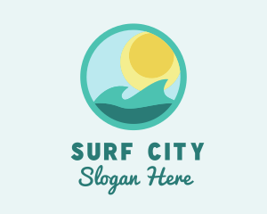 Sun Beach Surfing  logo design