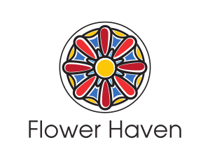 Stained Glass Flower logo design