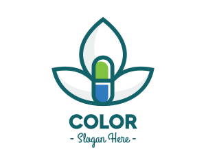 Drugstore - Flower Petal Medicine Pill logo design