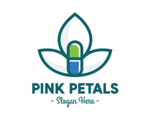 Flower Petal Medicine Pill logo design