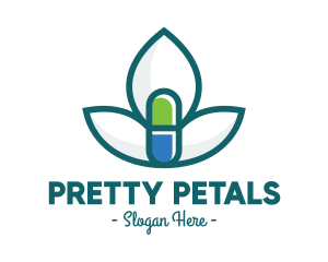 Flower Petal Medicine Pill logo design