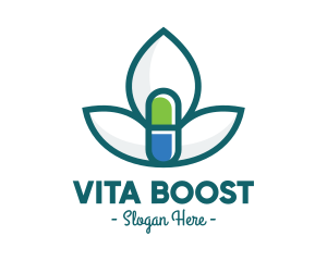 Flower Petal Medicine Pill logo design