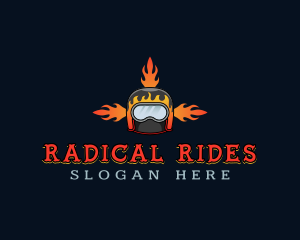 Motorcycle Helmet Fire logo design