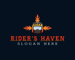 Motorcycle Helmet Fire logo design