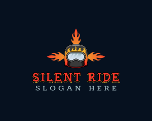 Motorcycle Helmet Fire logo design