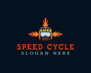 Motorcycle - Motorcycle Helmet Fire logo design