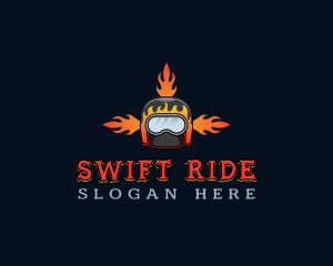 Motorcycle Helmet Fire logo design