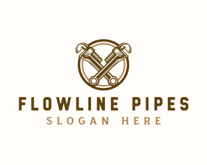 Pipe Wrench Plumbing logo design