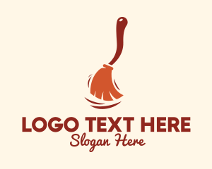 Cleaning - Sweeping Broomstick logo design