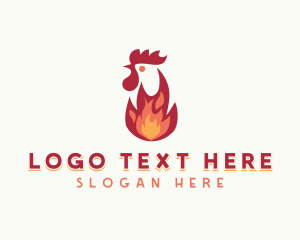 Roasting - Flaming Chicken Grilling logo design