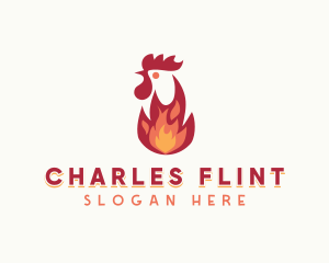 Flaming Chicken Grilling Logo