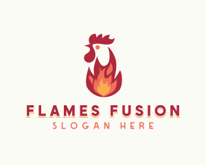 Flaming Chicken Grilling logo design