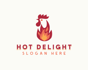 Flaming Chicken Grilling logo design