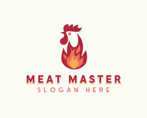 Flaming Chicken Grilling logo design