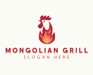 Flaming Chicken Grilling logo design