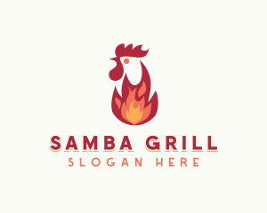 Flaming Chicken Grilling logo design