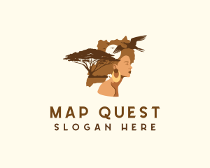 Uganda Woman Country Map logo design