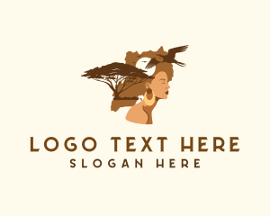 Tourism - Uganda Woman Country Map logo design