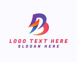 Swoosh - Electric Bolt Letter B logo design