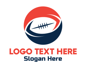 Rugby - Round Red Blue Football logo design