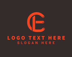 Orange - Modern Outline Letter CE Company logo design