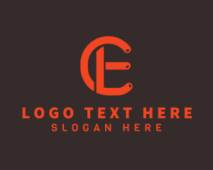 Modern Outline Letter CE Company Logo