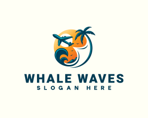 Wave Airplane Travel logo design