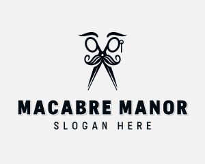 Mustache Scissors Barbershop Logo