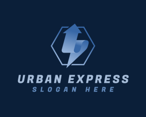 Hexagon Arrow Express Logistics logo design