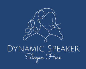 Speaker - Girl Speaker Monoline logo design