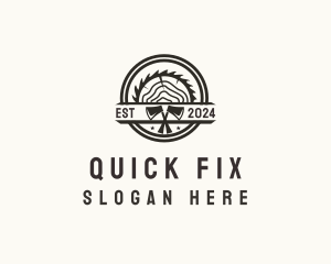 Wood Log Axe Saw logo design