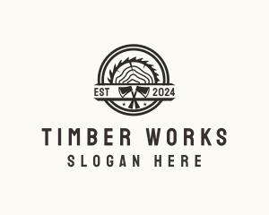 Timber - Wood Log Axe Saw logo design