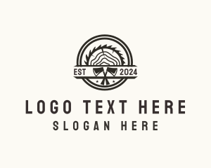 Wood Log Axe Saw Logo