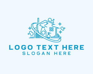 Clean - Home Cleaning Housekeeping logo design
