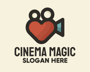 Movie - Heart Movie Camera logo design