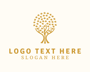 Golden - Gold Maple Leaf Tree logo design