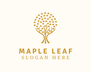 Gold Maple Leaf Tree logo design