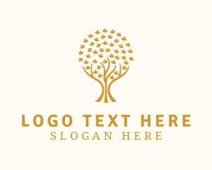 Gold Maple Leaf Tree Logo