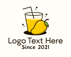 Tropical Fruit - Mango Juice Glass logo design