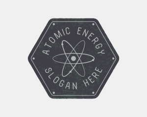 Nuclear - Hexagon Atomic Badge logo design