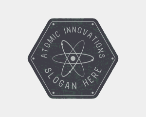 Atomic - Hexagon Atomic Badge logo design