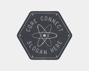 Hexagon Atomic Badge logo design