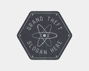 Atomic - Hexagon Atomic Badge logo design